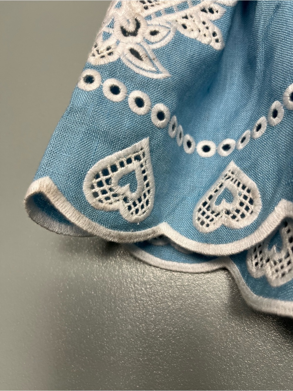 FARM Rio NWT Light Blue Linen Embroidery Short Sleeve Midi Dress Women’s Size XL - Picture 9 of 12